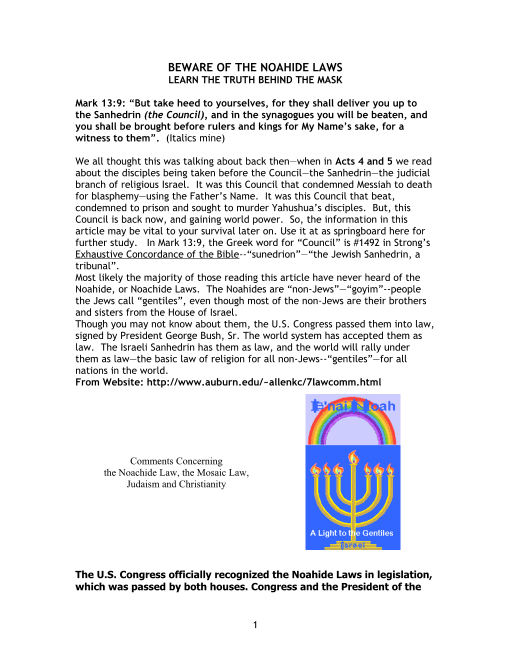 Beware of the Noahide Laws