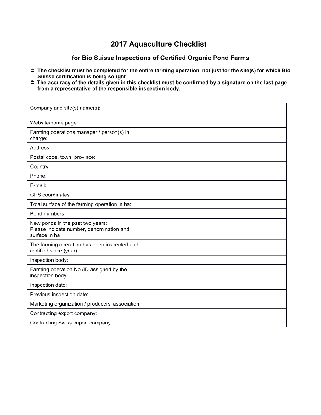 Checkliste Netcage Farming