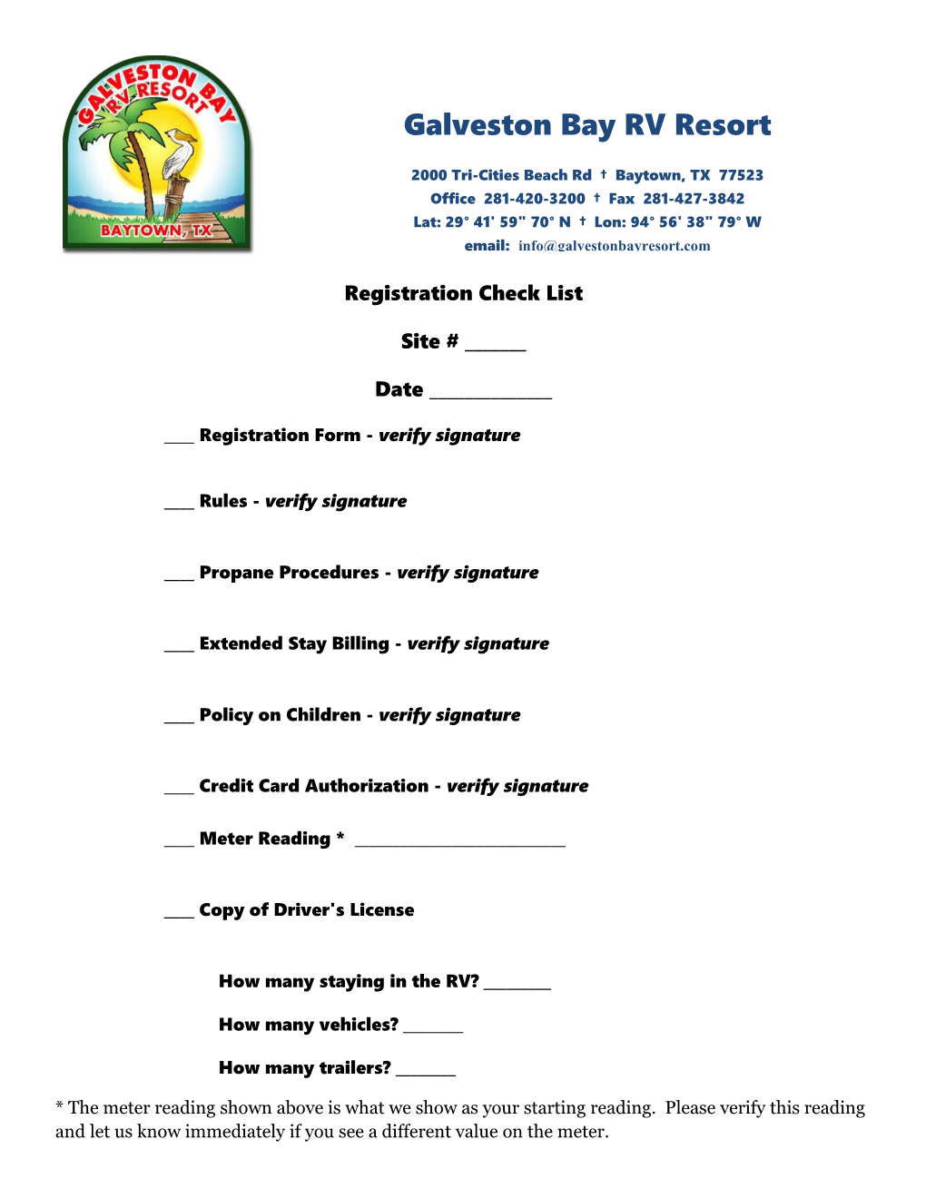 Registration Check List