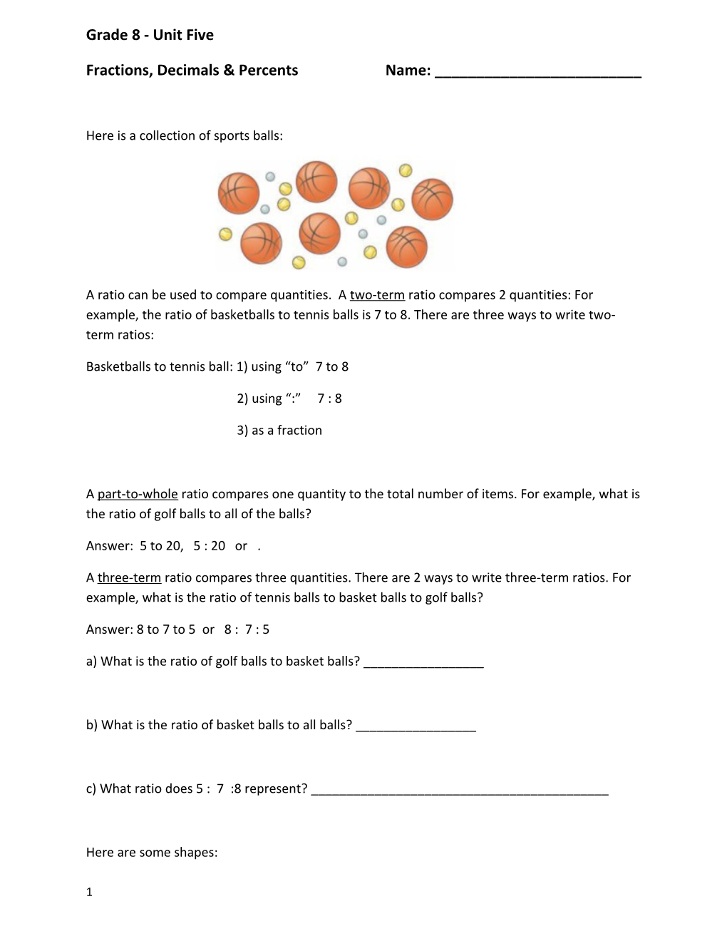 Grade 8 - Unit Five