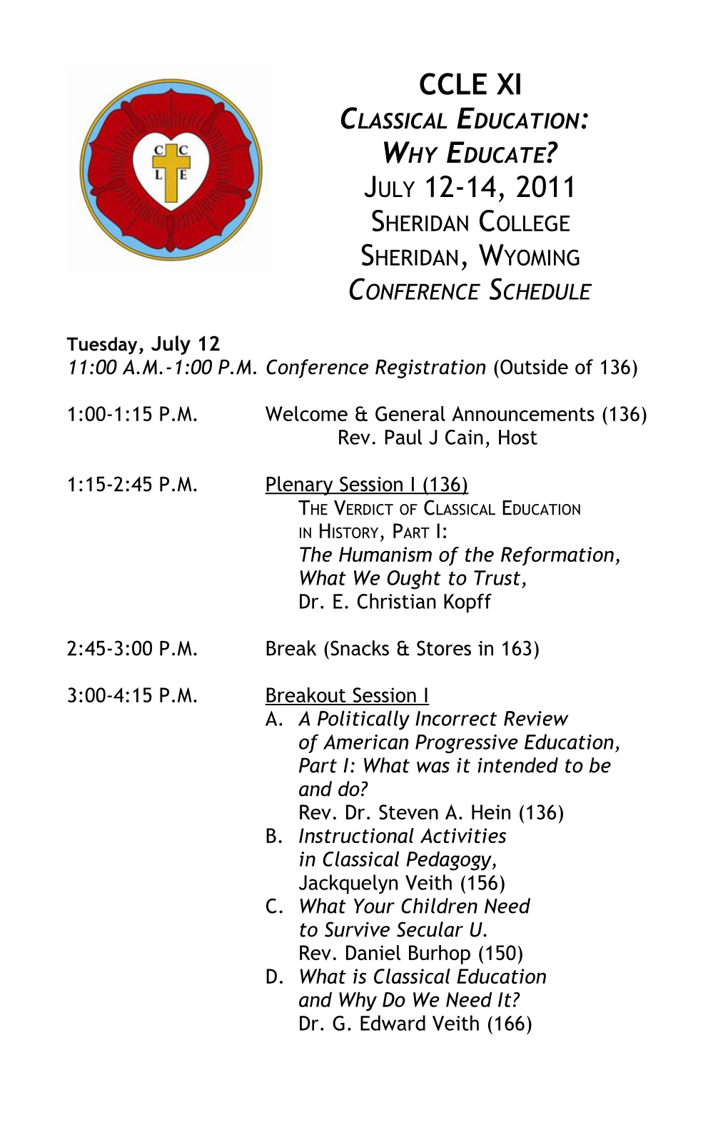 CCLE VIII Tentative Schedule