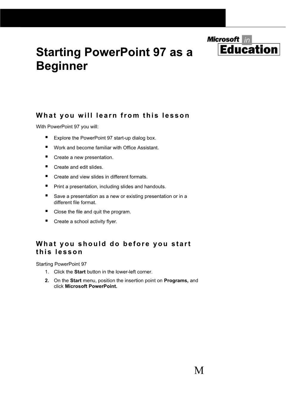 Starting Powerpoint 97 As a Beginner