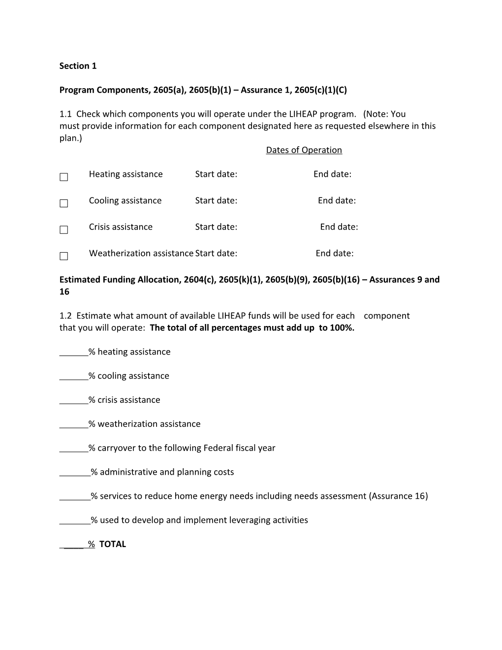 Program Components, 2605(A), 2605(B)(1) Assurance 1, 2605(C)(1)(C)