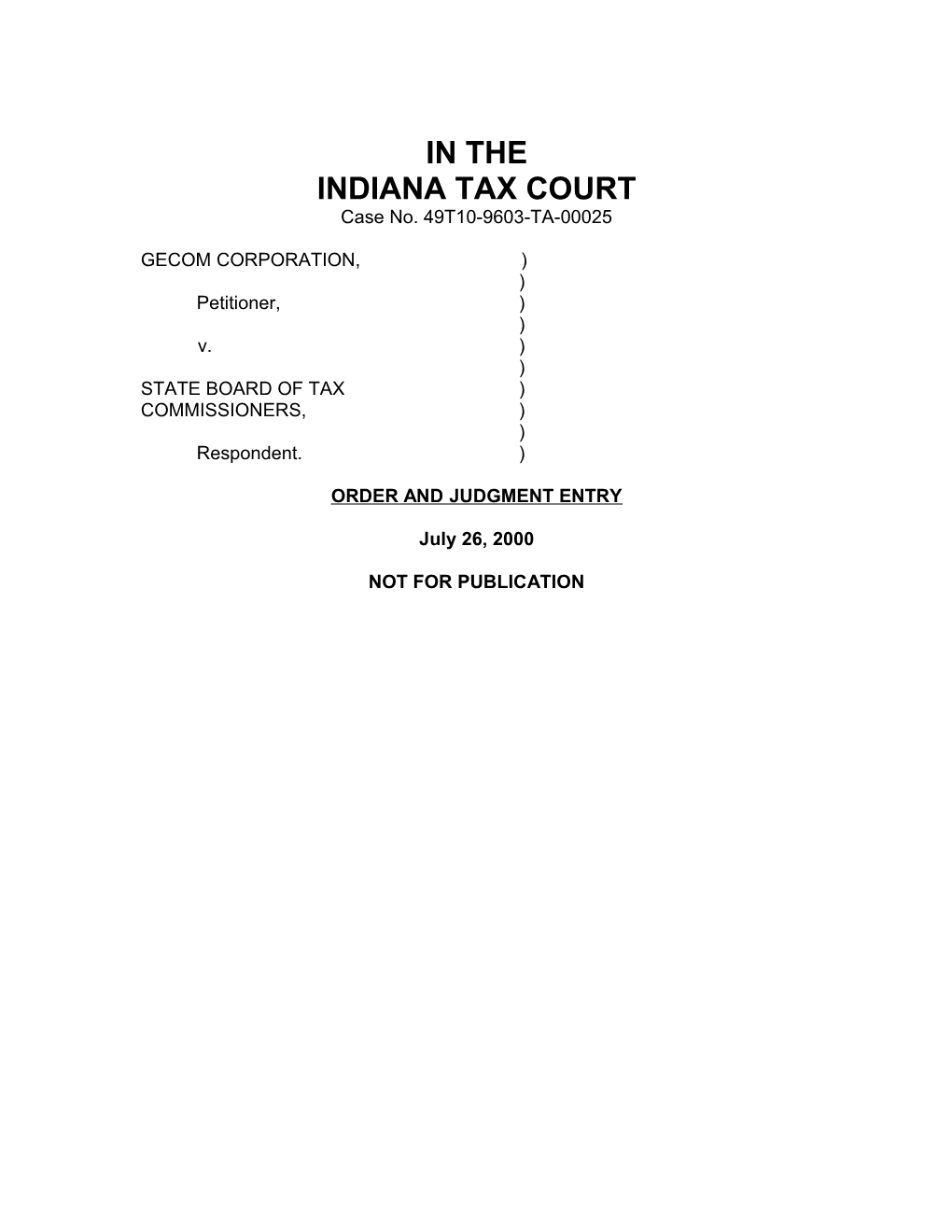 Indiana Tax Court