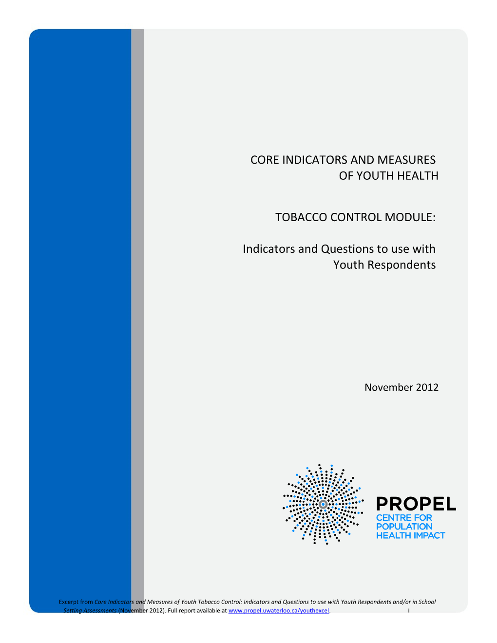 Core Indicators and Measures Ofyouthhealth