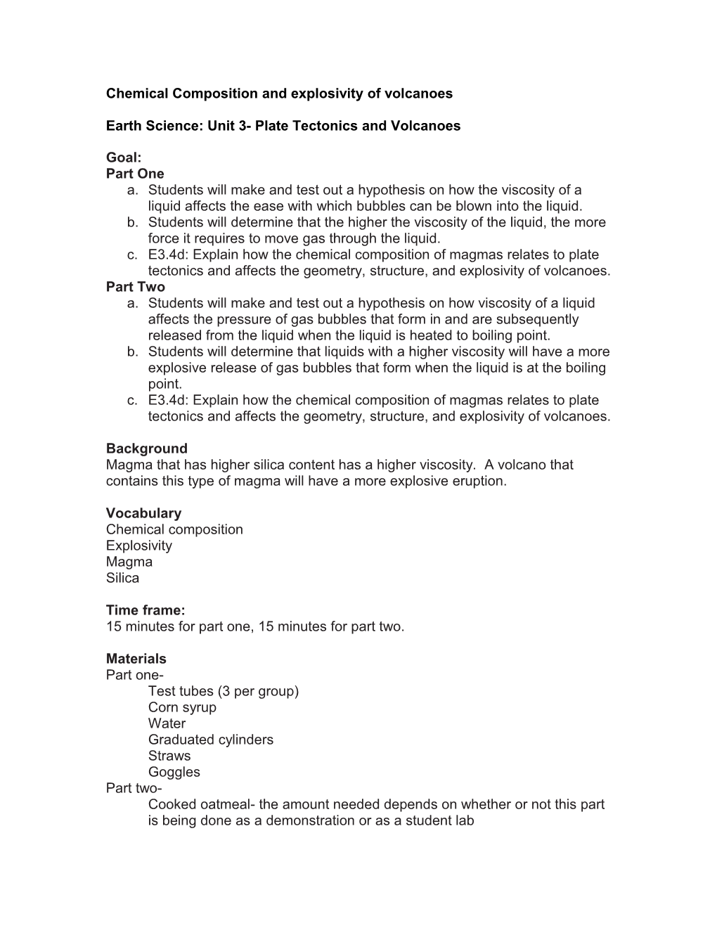 Chemical Composition and Explosivity of Volcanoes