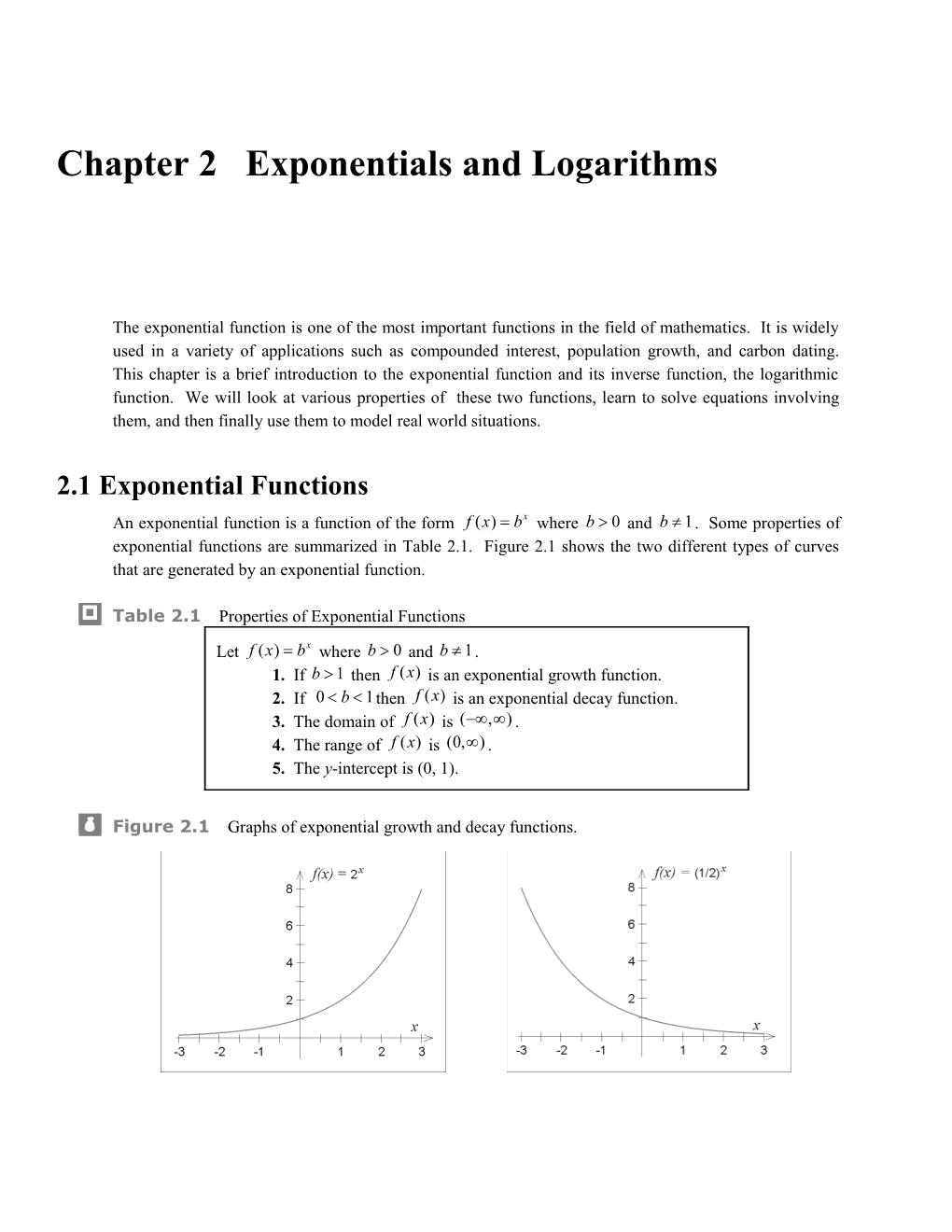 Chapter 2 Exponentials and Logarithms