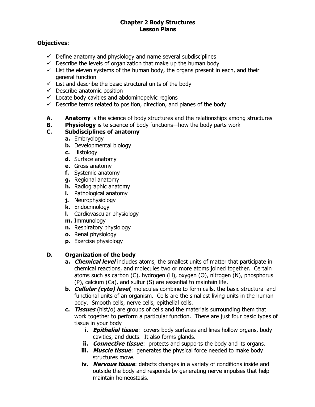 Chapter 2 Body Structures