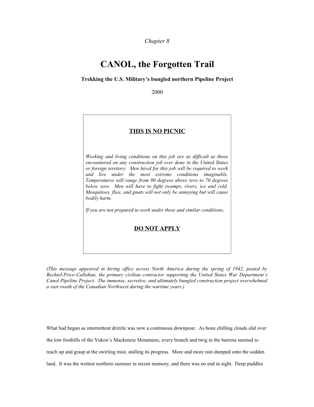 CANOL, the Forgotten Trail