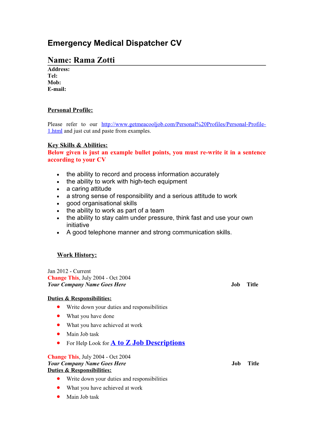 Emergency Medical Dispatcher Job Descriptions