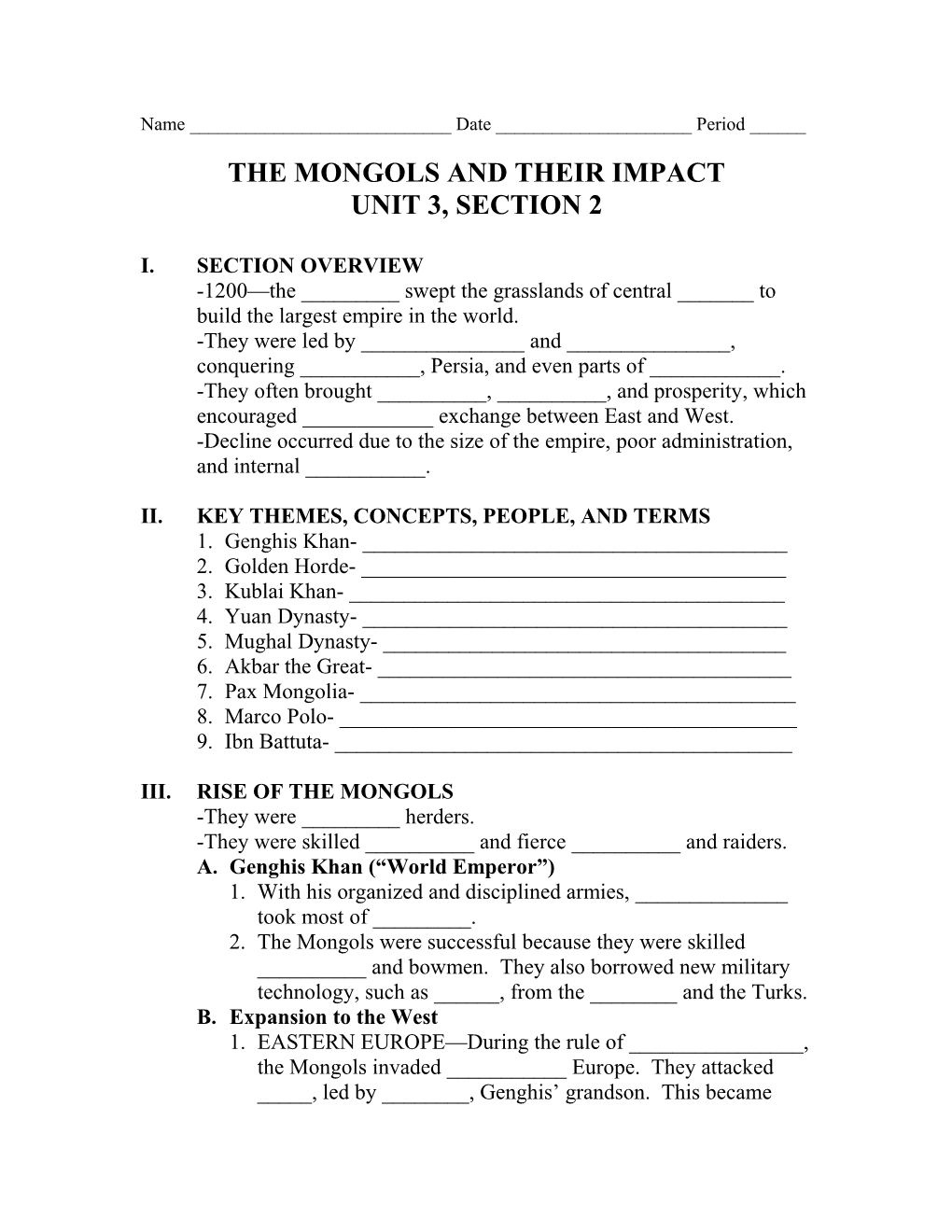 The Mongols and Their Impact