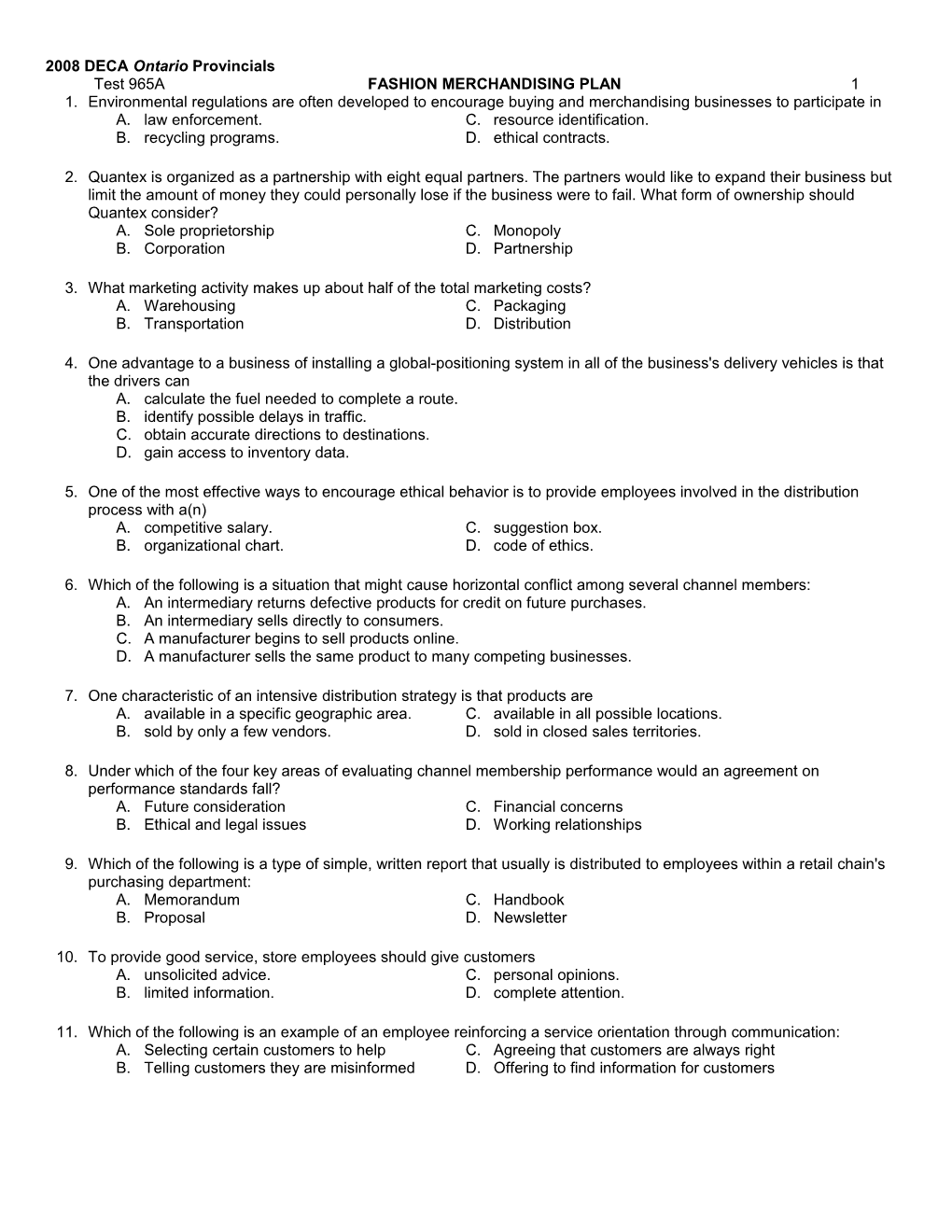 Test 965A FASHION MERCHANDISING PLAN 1