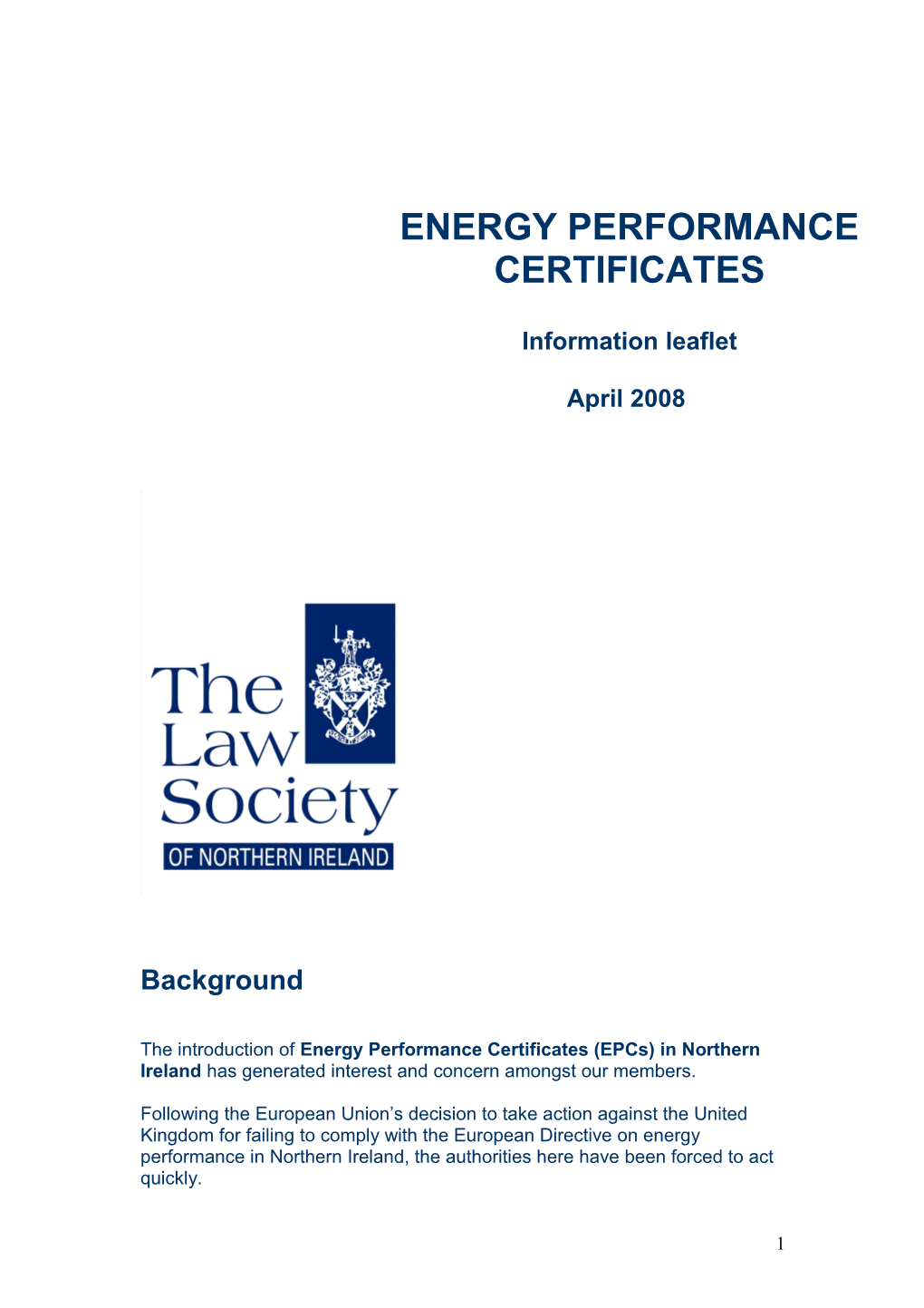 Information on Energy Performance Certificates