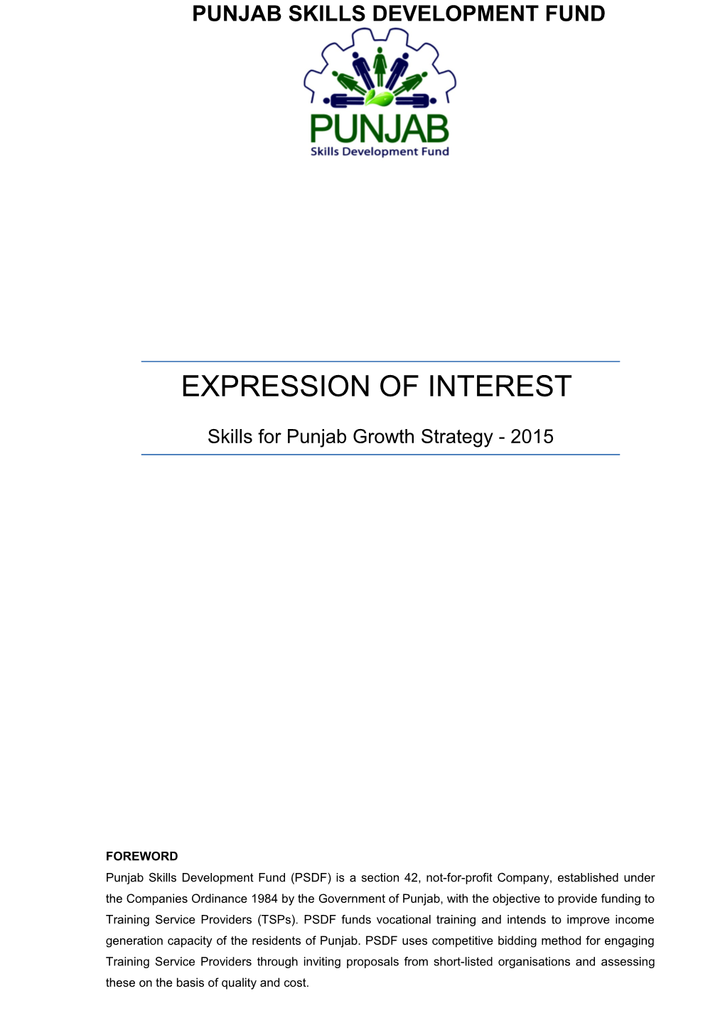 EXPRESSION of INTEREST Skills for Employability 2015