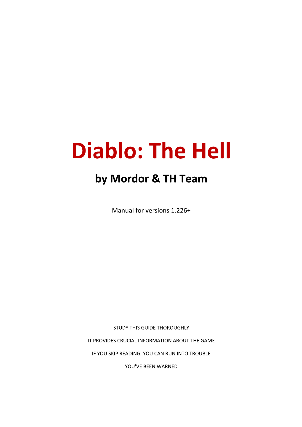 Diablo: the Hell