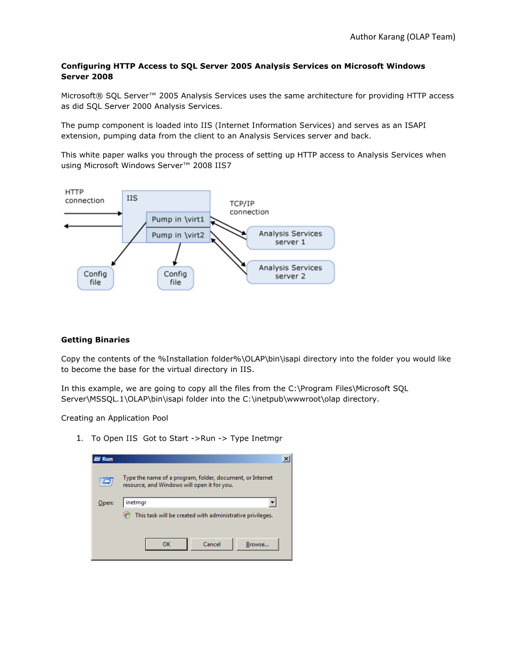 Configuring HTTP Access to SQL Server 2005 Analysis Services on Microsoft Windows Server 2008