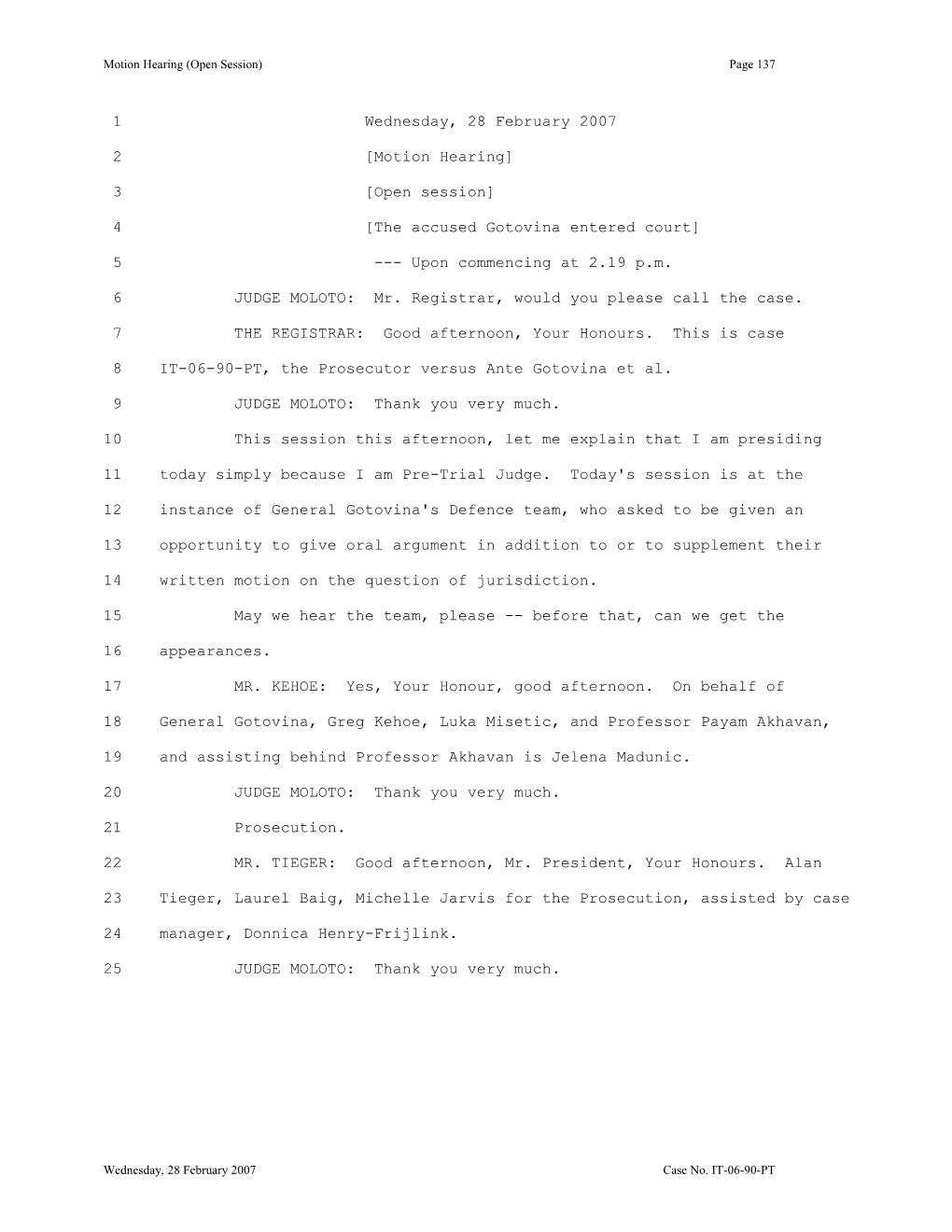 Motion Hearing (Open Session)Page 1