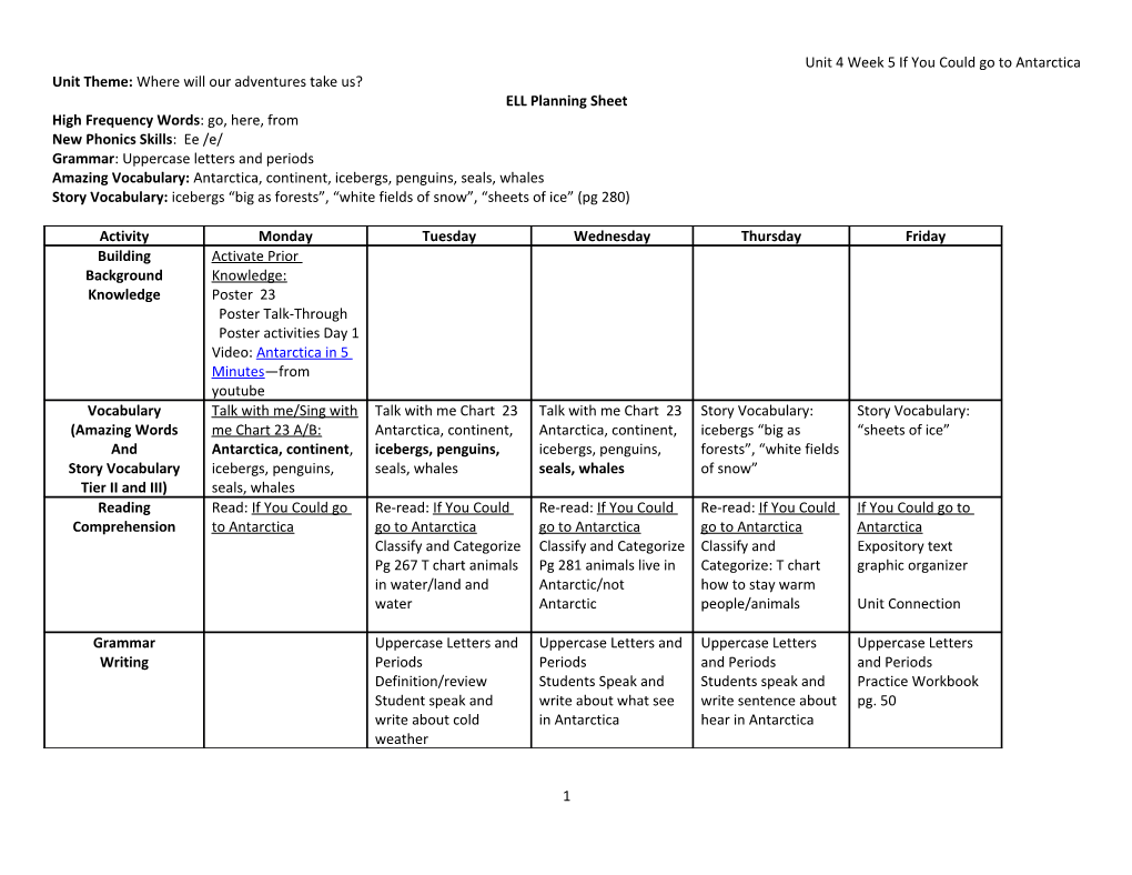 Unit 4 Week 5 If You Could Go to Antarctica