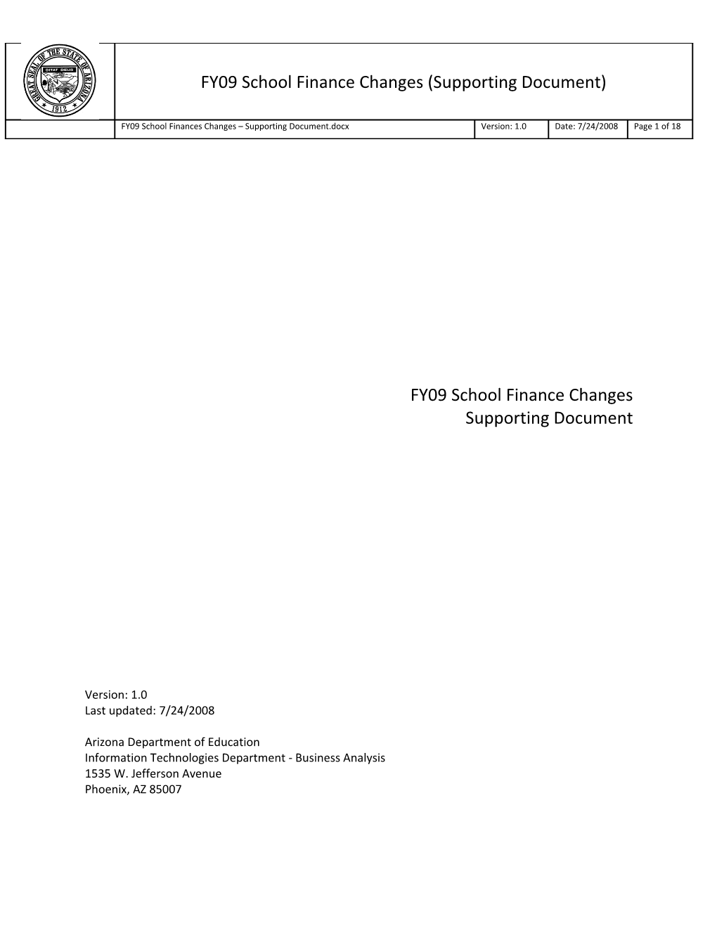 FY09 SEI Budget Change Requests - Preliminary