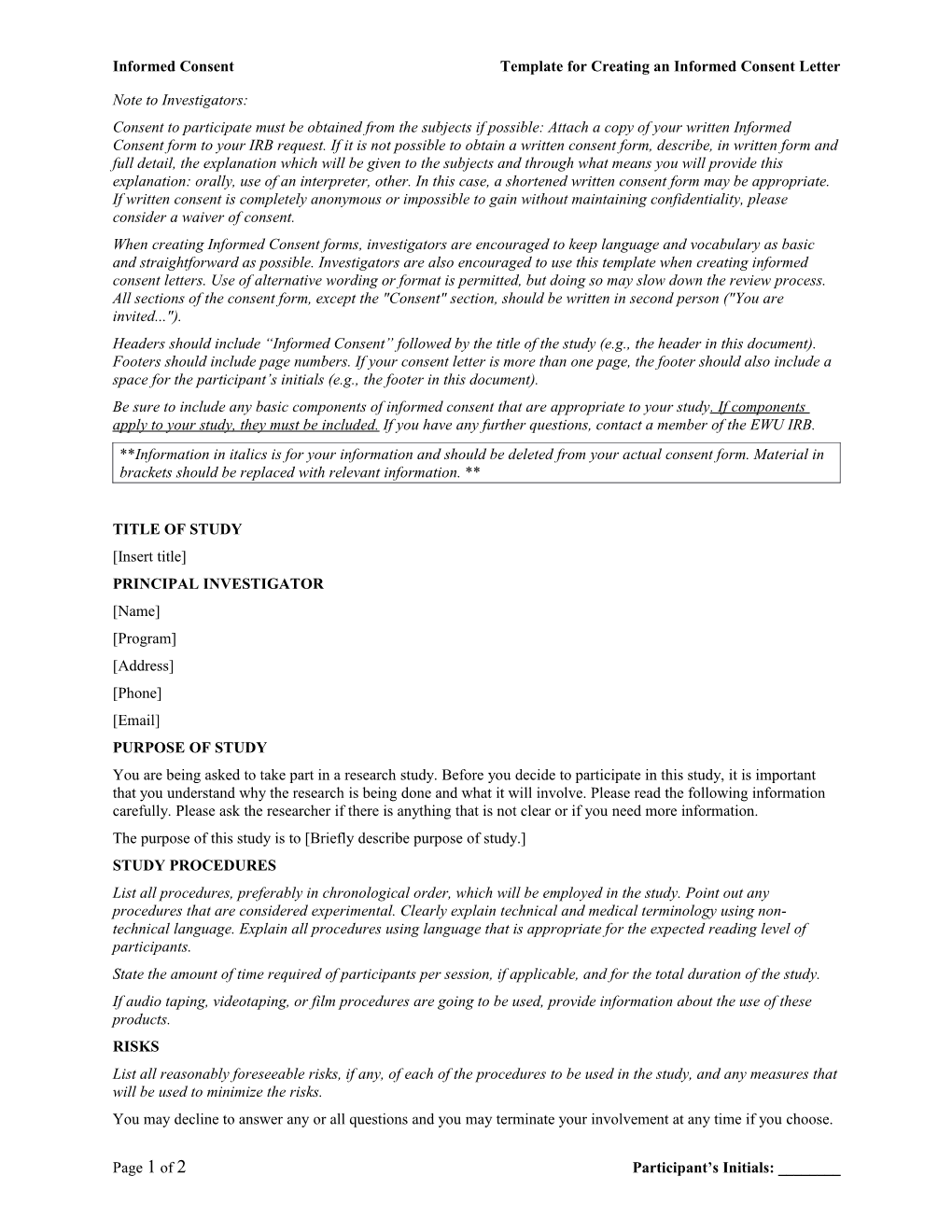 Sample Informed Consent Form