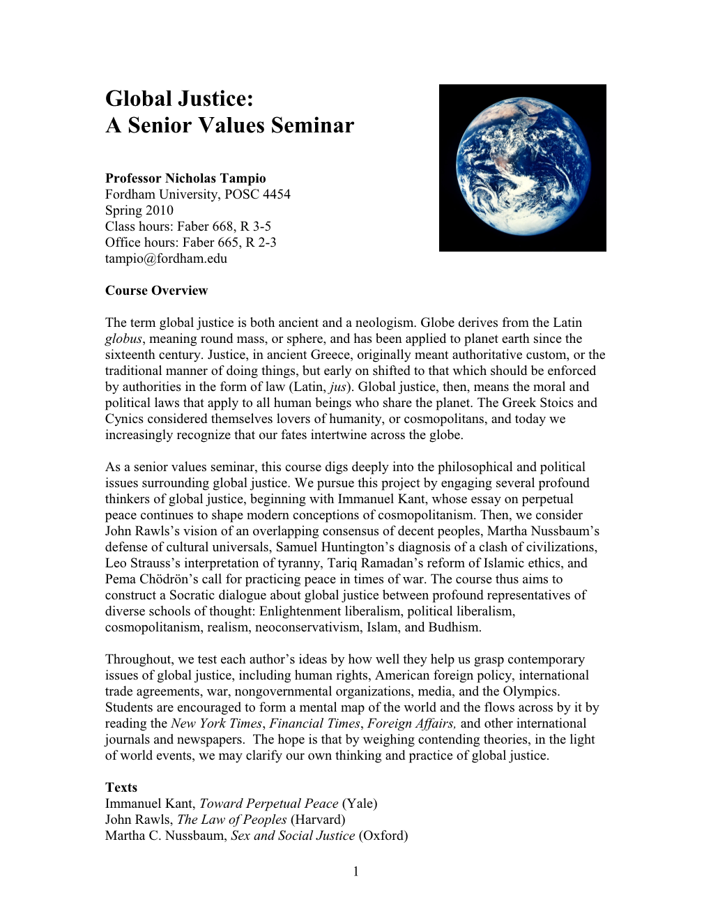 A Senior Values Seminar