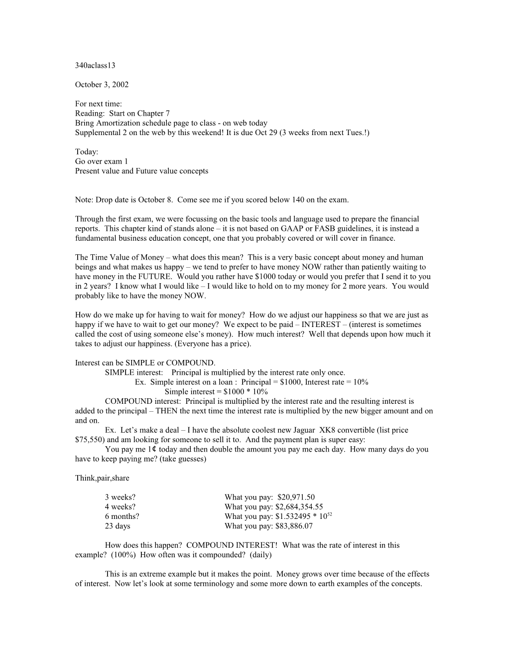 Bring Amortization Schedule Page to Class - on Web Today