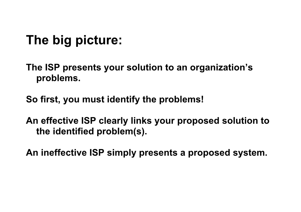 The ISP Presents Your Solution to an Organization S Problems