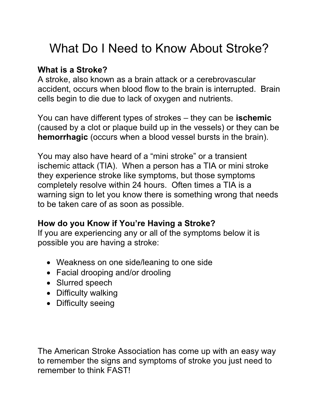 What Do I Need to Know About Stroke