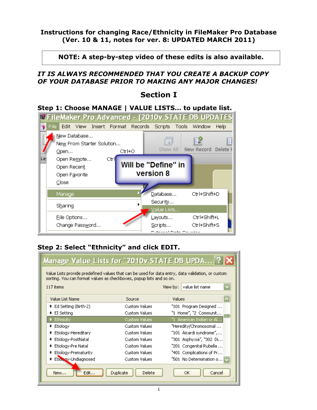 Instructions for Changing Race/Ethnicity in Filemaker Pro Database