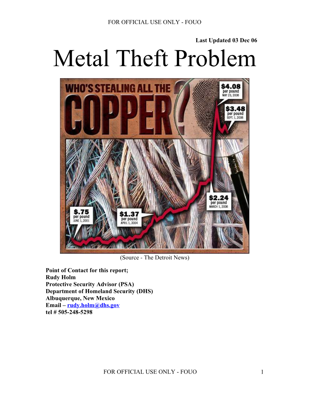 Copper Theft Problem