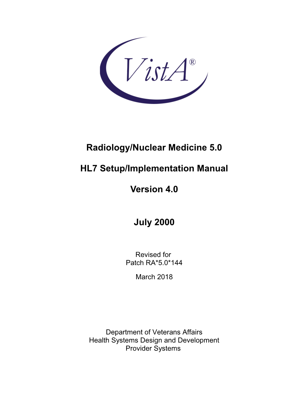 Radiology HL7 Setup Manual for Patch 47