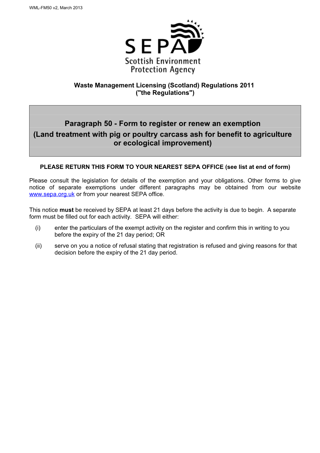 Waste Management Licensing (Scotland) Regulations 2011