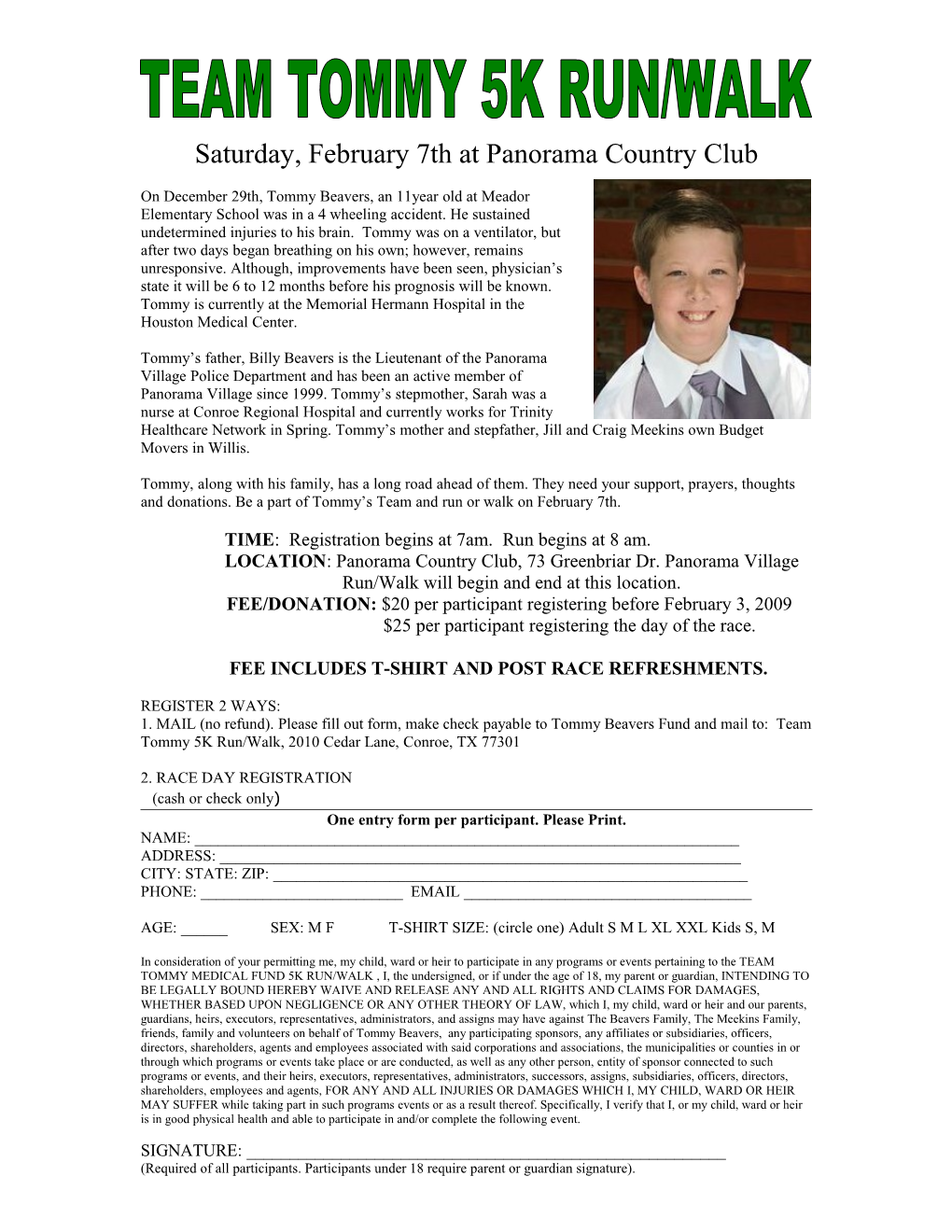 Saturday, February 7Th at Panorama Country Club