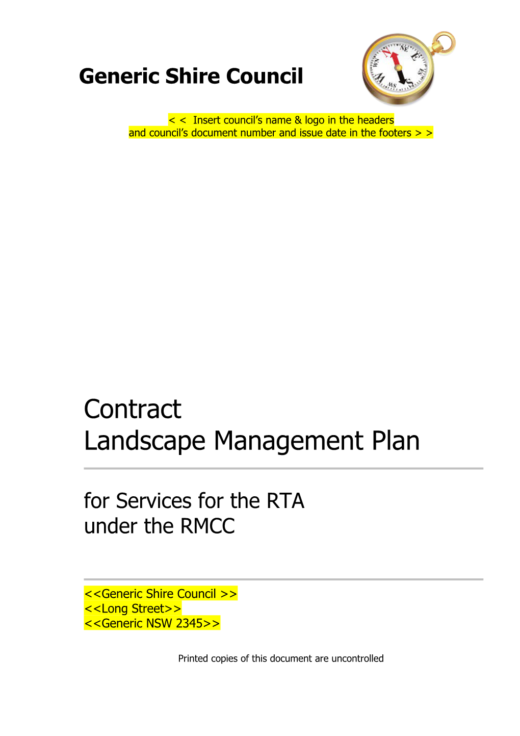 RMCC Contract Landscape Management Plan Template