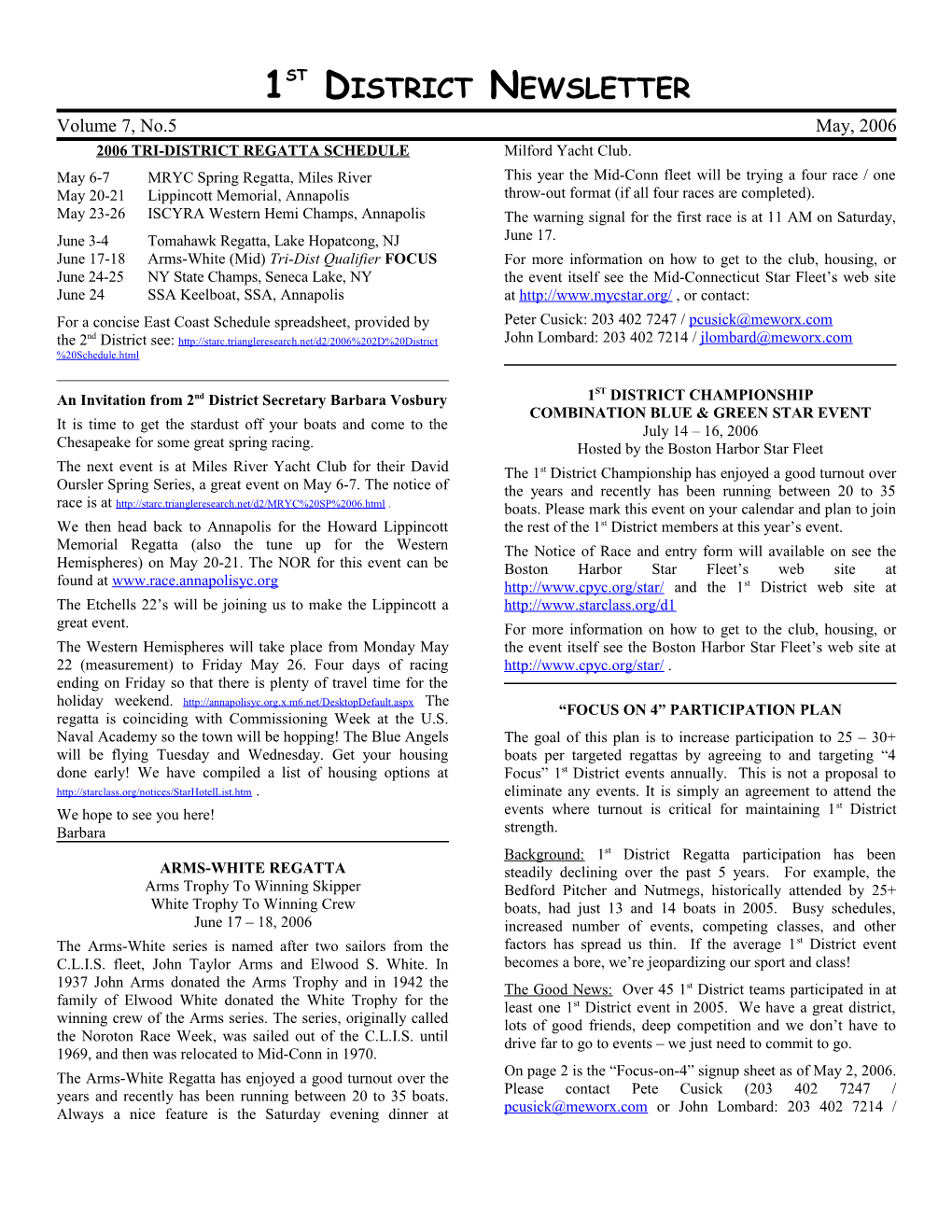 1St District Newsletter Page 1May, 2006