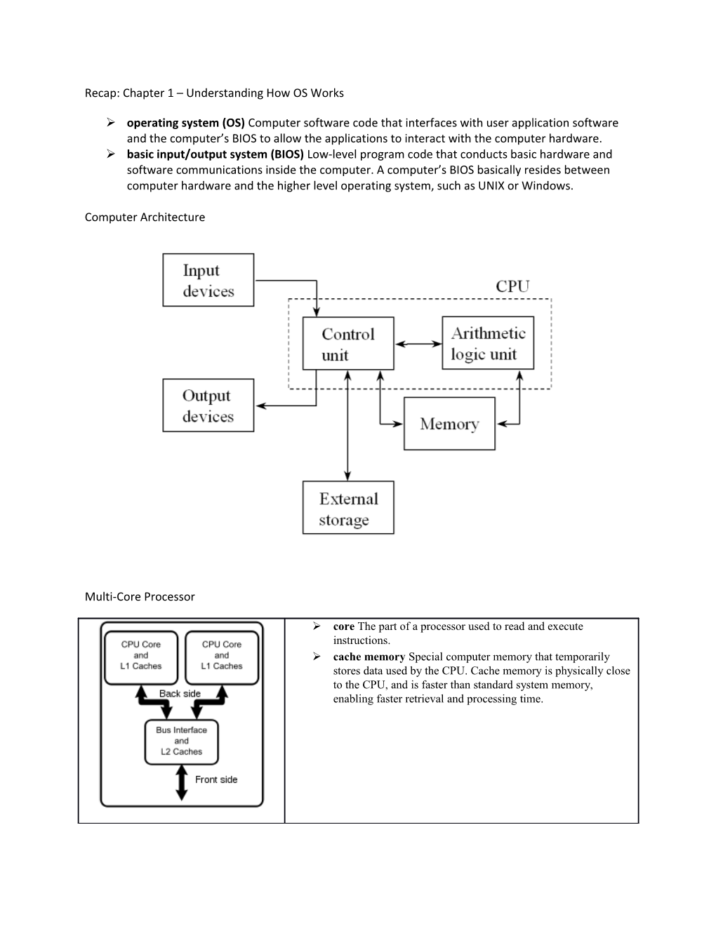 Recap: Chapter 1 Understanding How OS Works