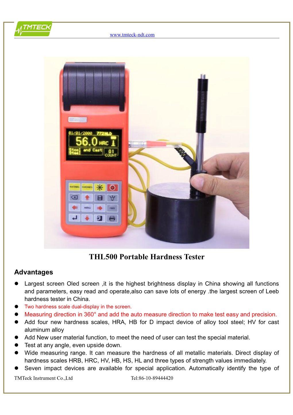 THL500 Portable Hardness Tester
