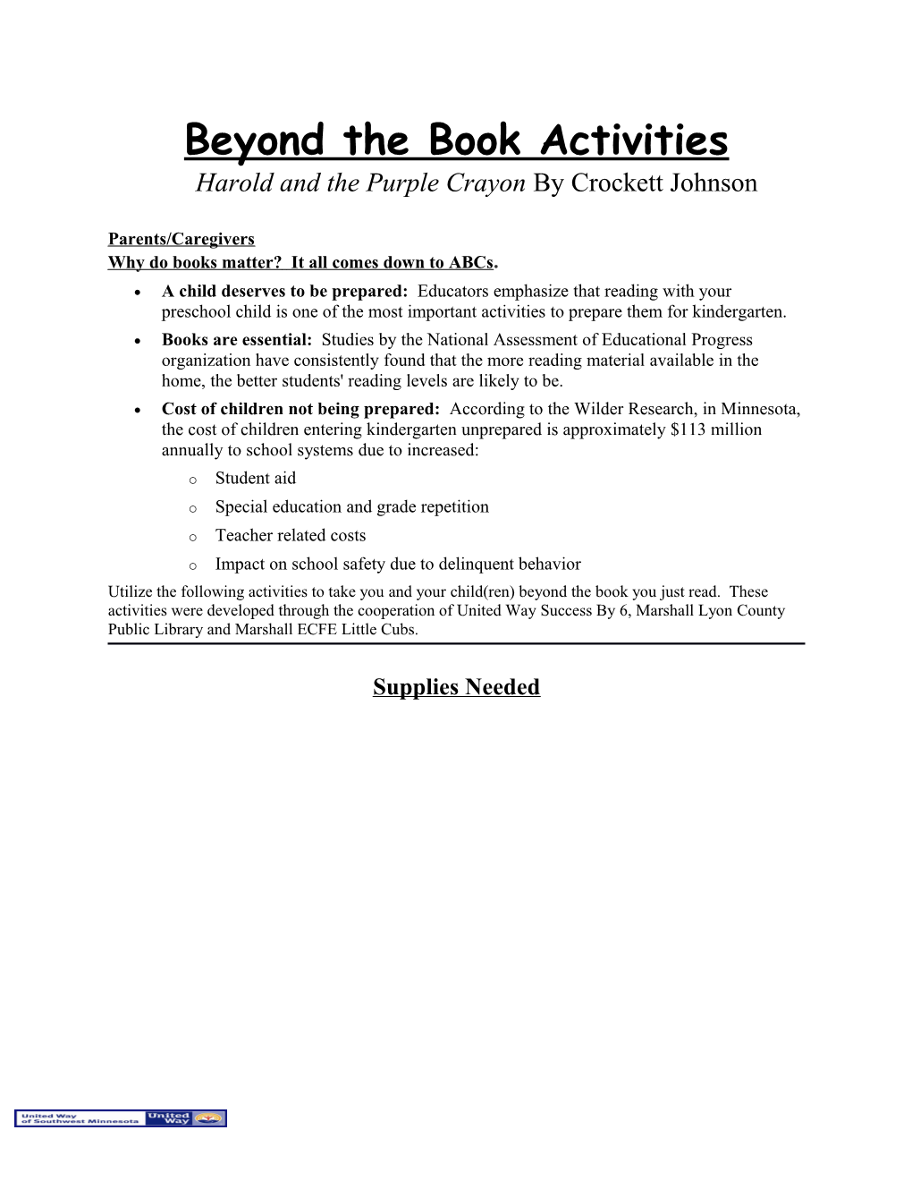 Beyond the Book Activities