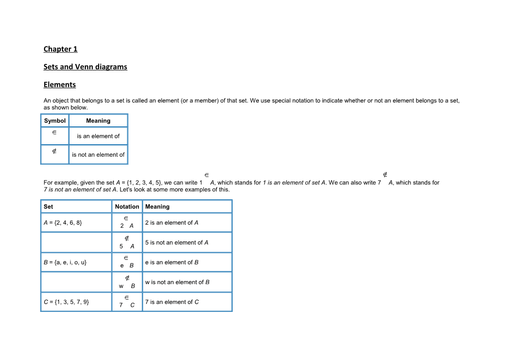 Sets and Venn Diagrams