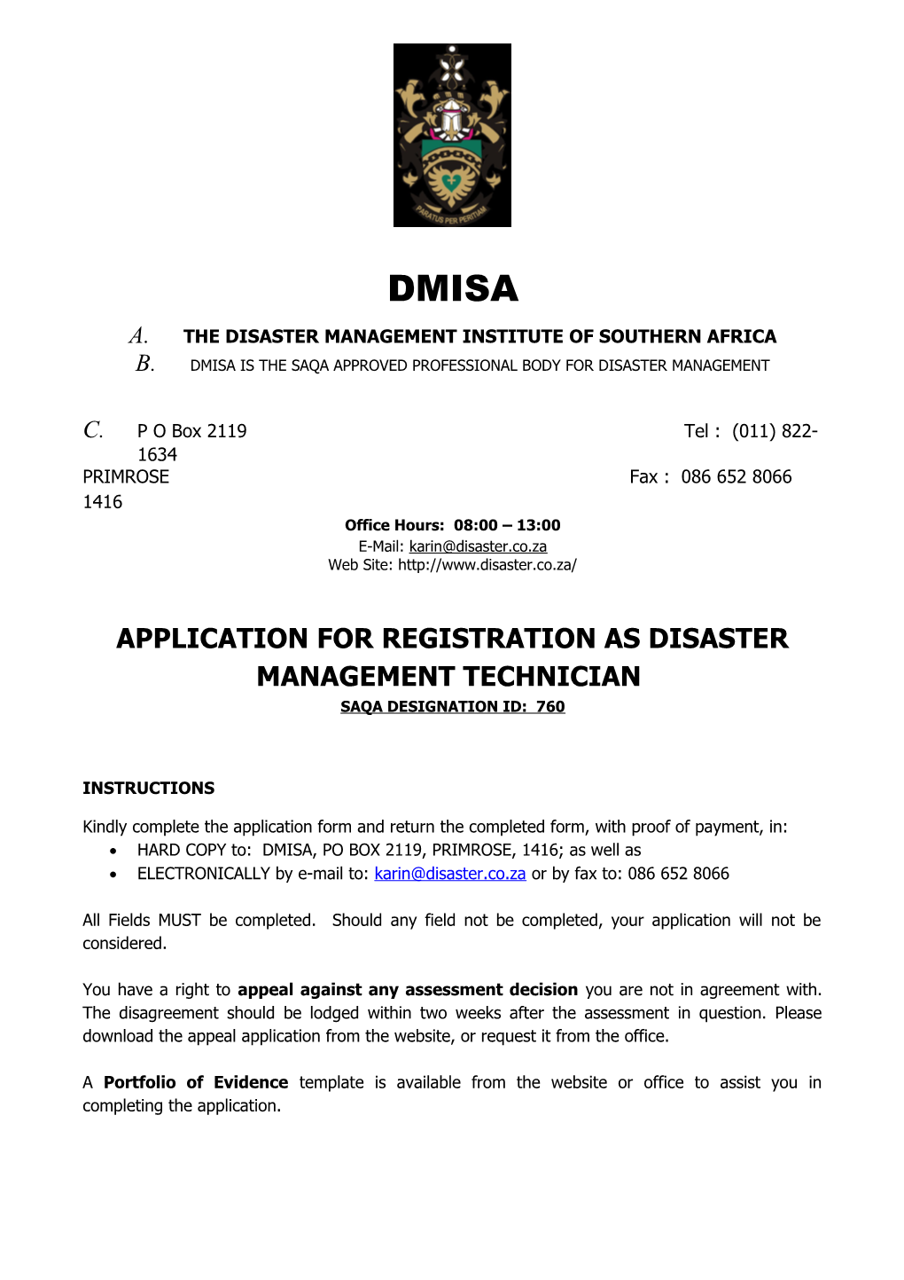 The Disaster Management Institute of Southern Africa