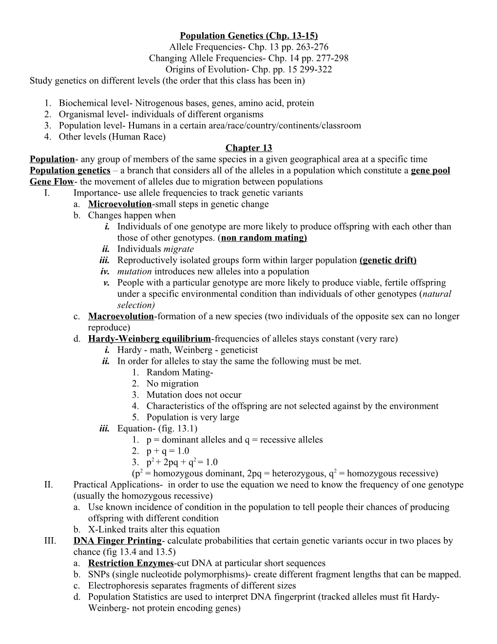 Population Genetics (Chp