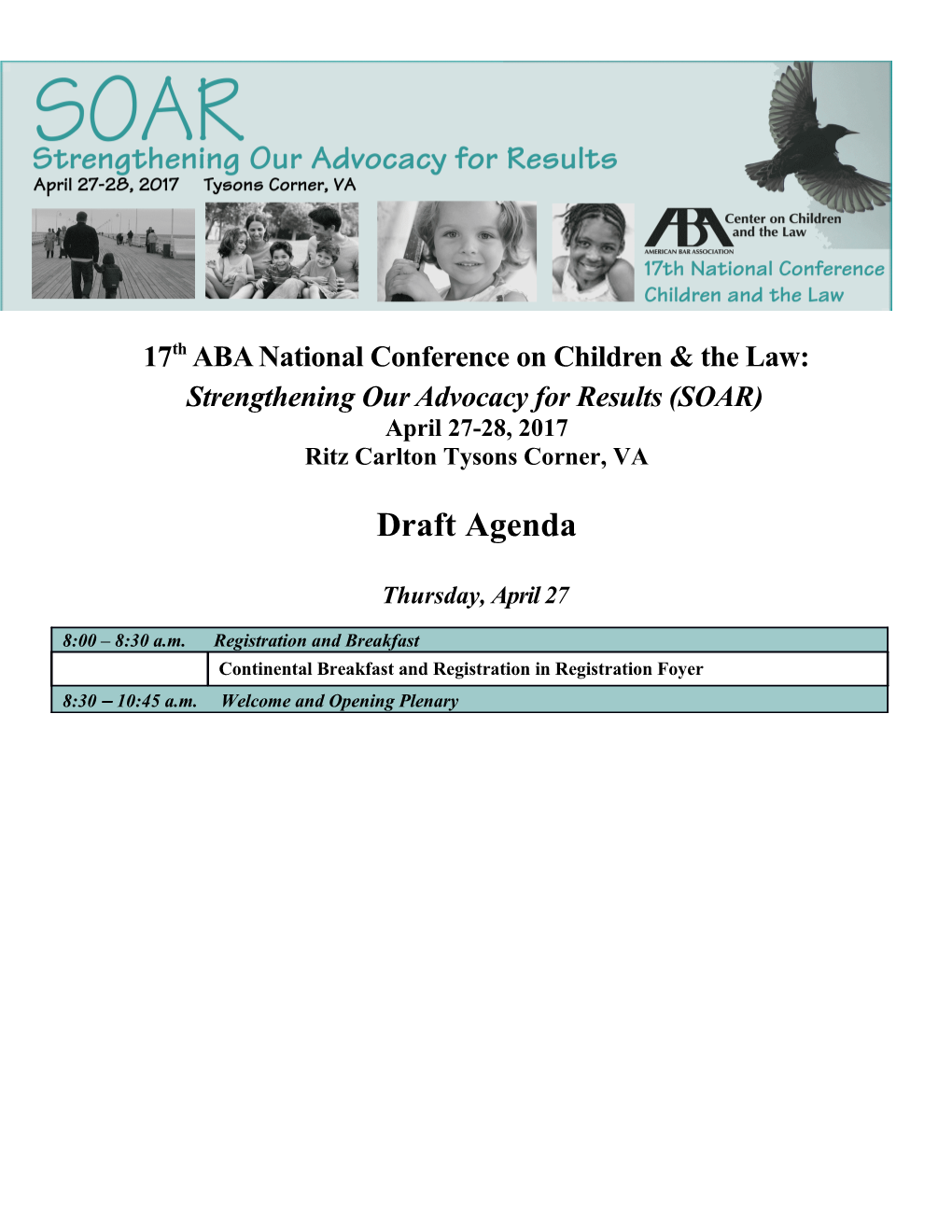 17Th ABA National Conference on Children & the Law