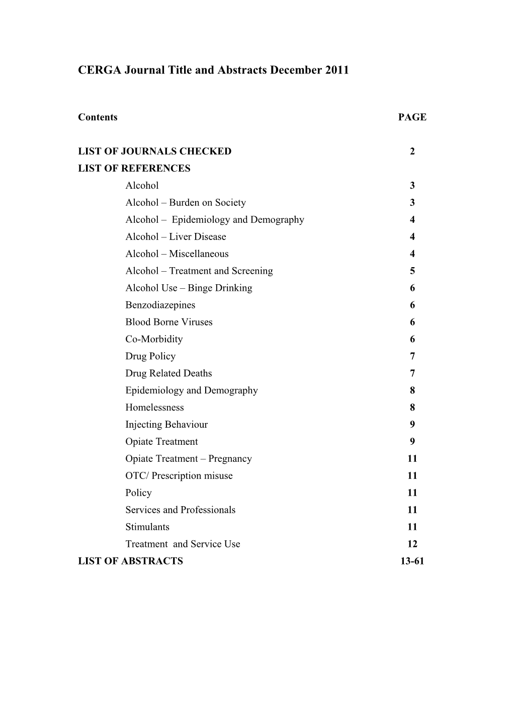 CERGA Journal Title and Abstracts December 2011