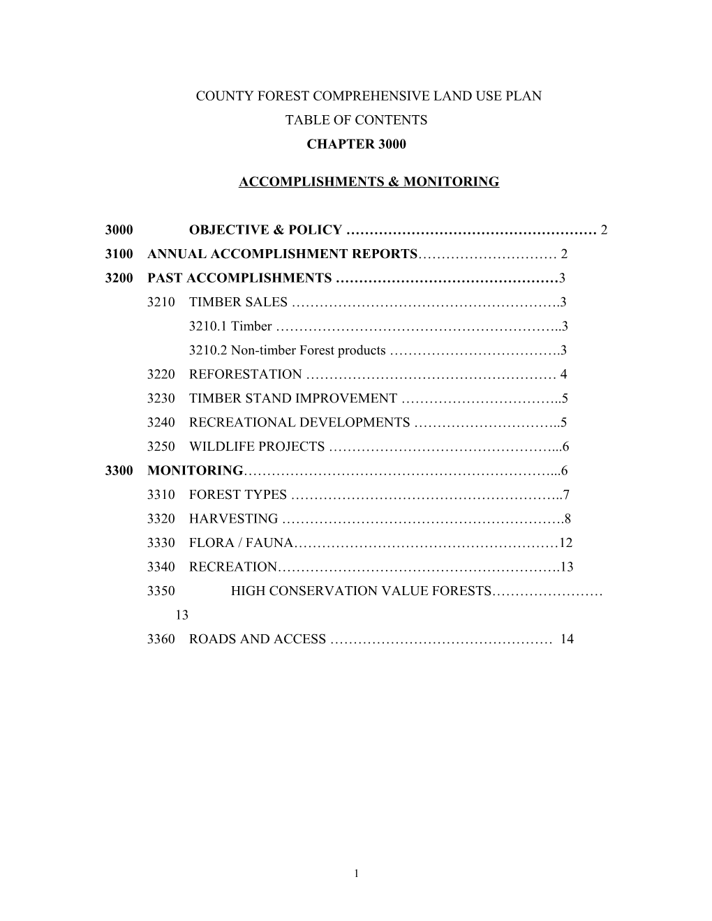 900-11 County Forest Comprehensive Land Use Plan