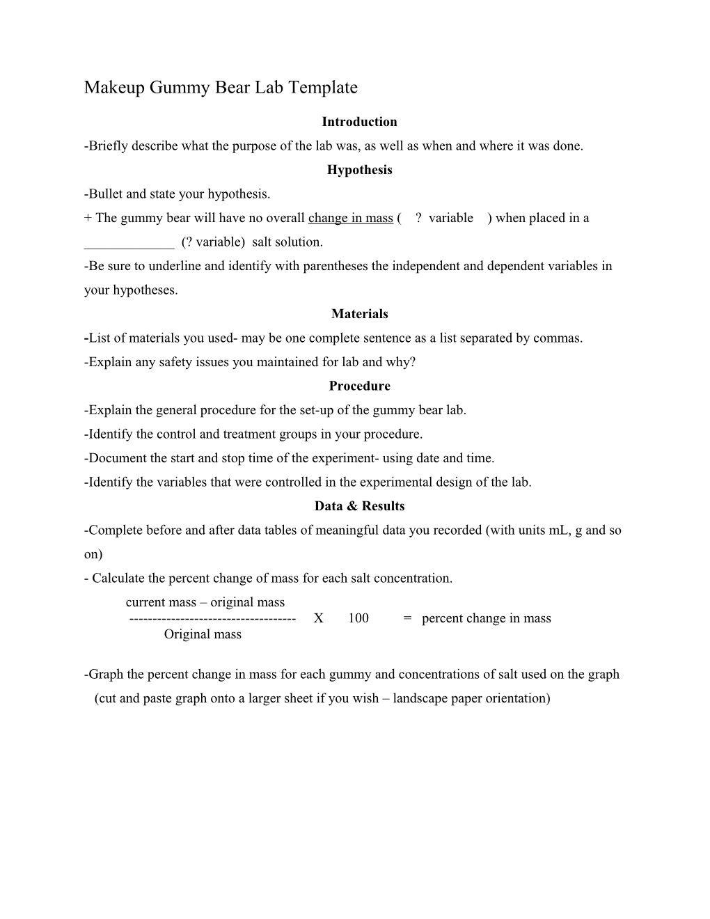 Makeup Gummy Bear Lab Template