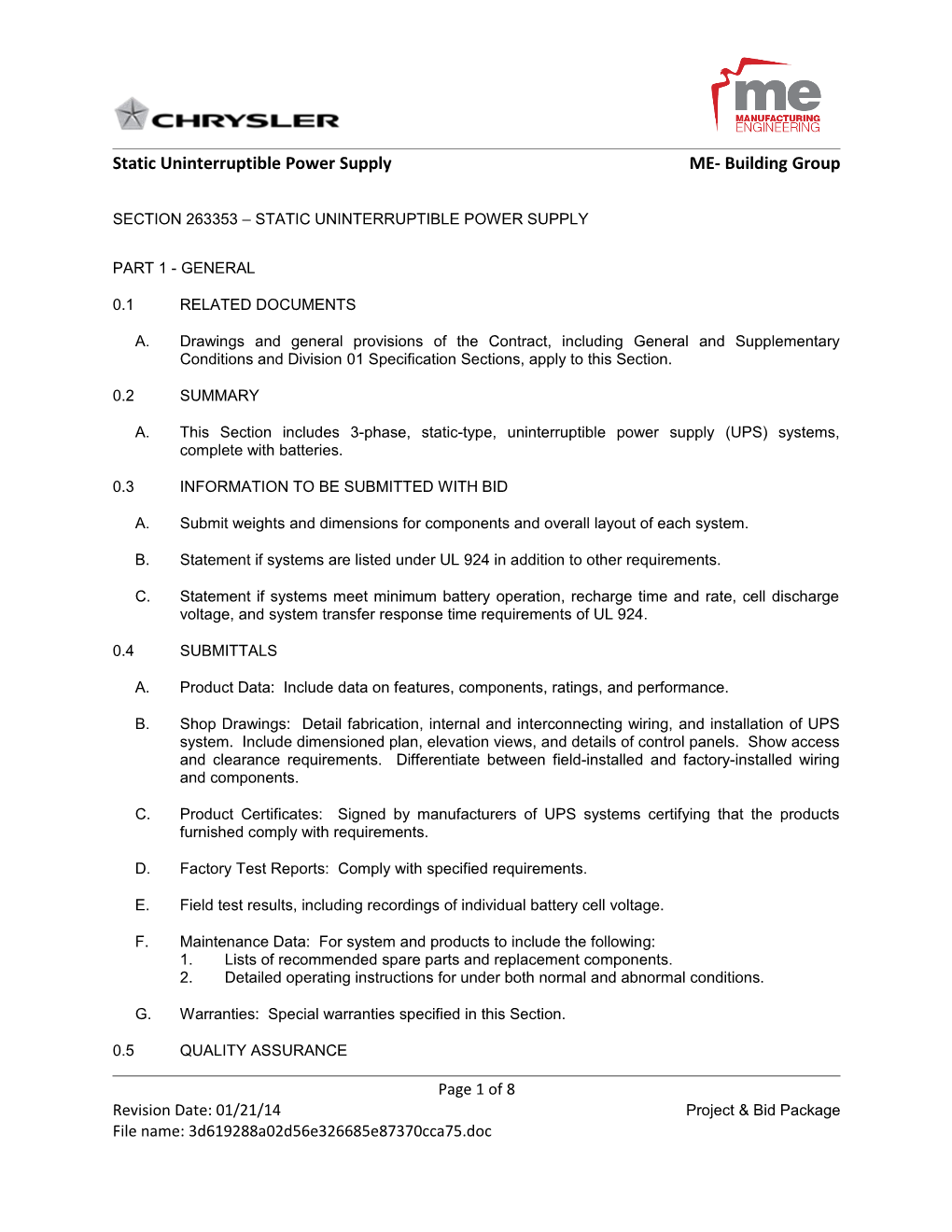 Static Uninterruptible Power Supplyme- Building Group