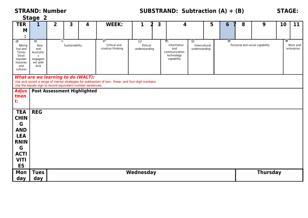 STRAND: Number SUBSTRAND: Subtraction(A) + (B) STAGE: Stage 2