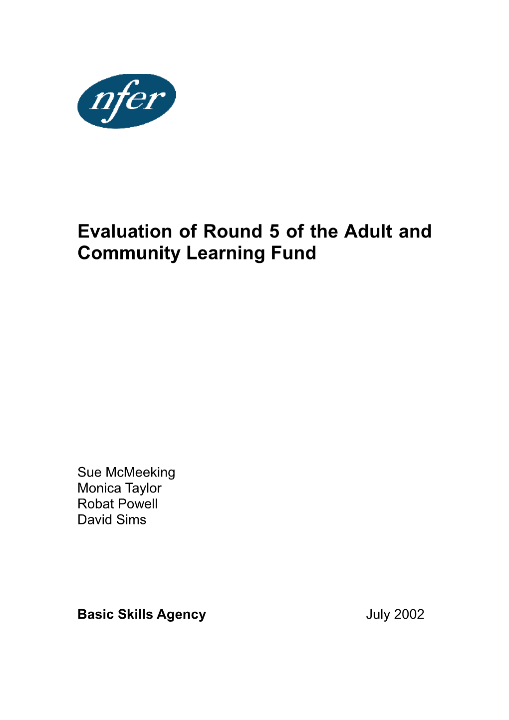 Evaluation of Round 5 of the Adult and Community Learning Fund