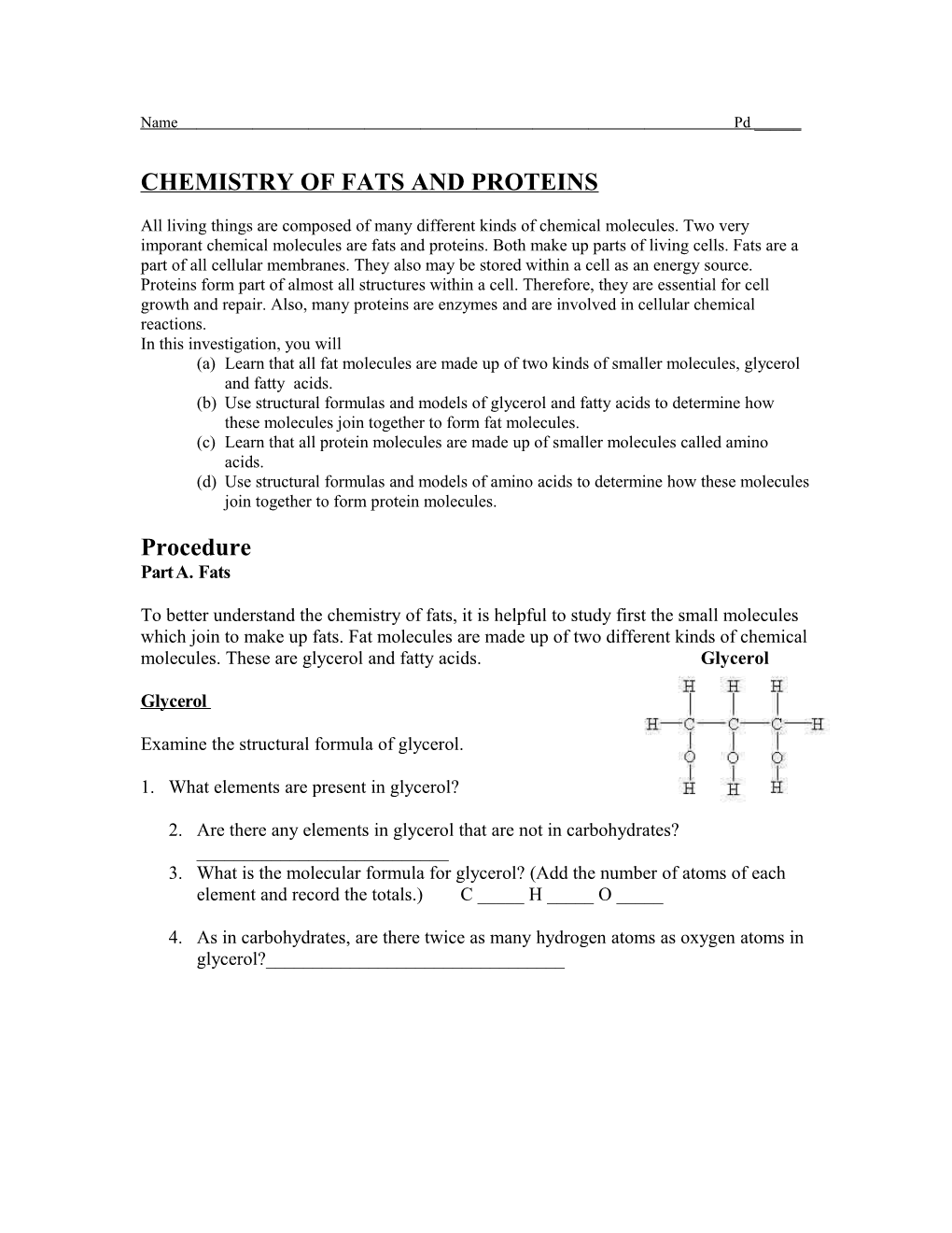 Chemistry of Fats and Proteins