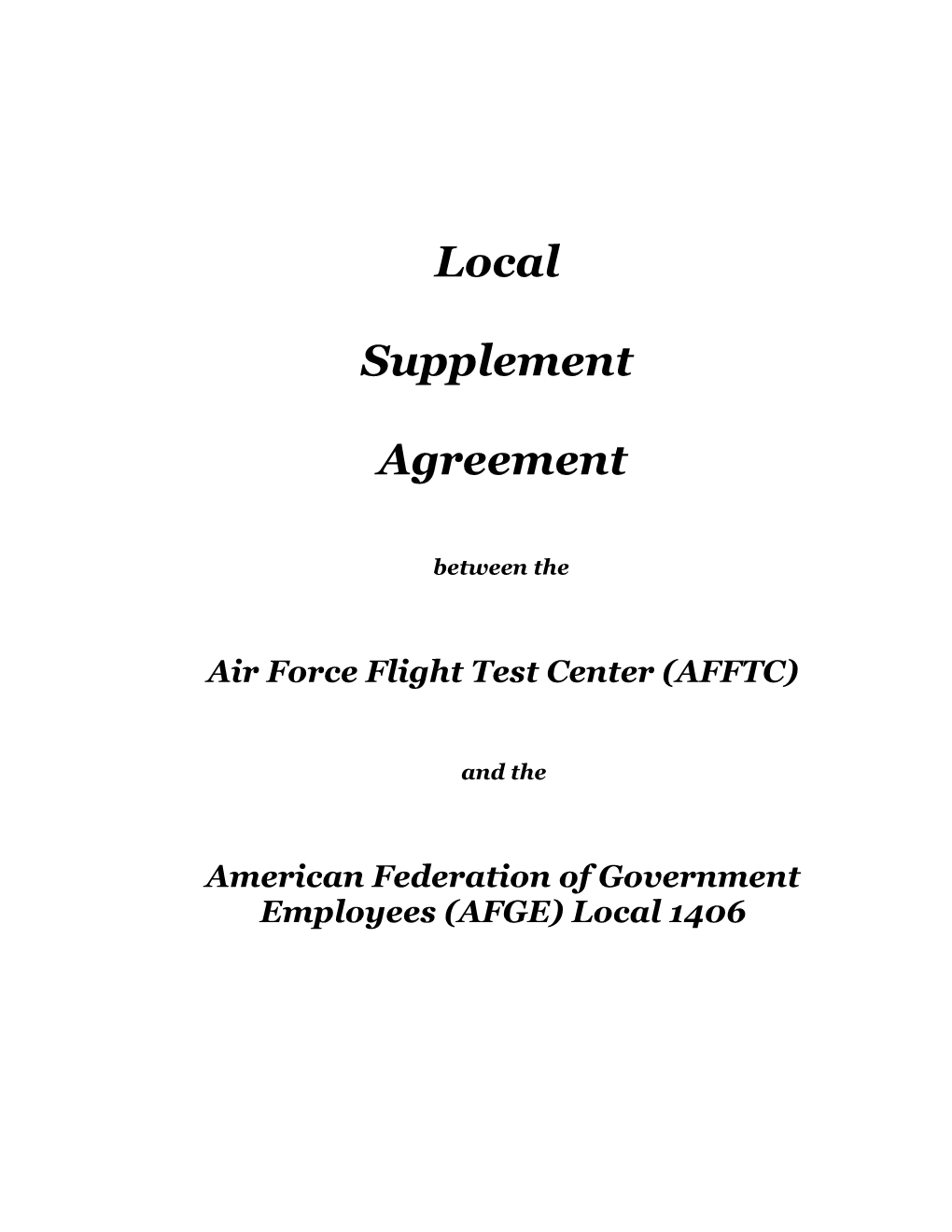 Local Supplement Agreement